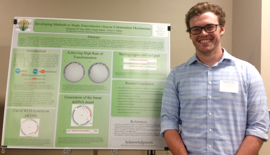 Ben and his poster at 2017 University Undergraduate Research and Arts Forum (UURAF)